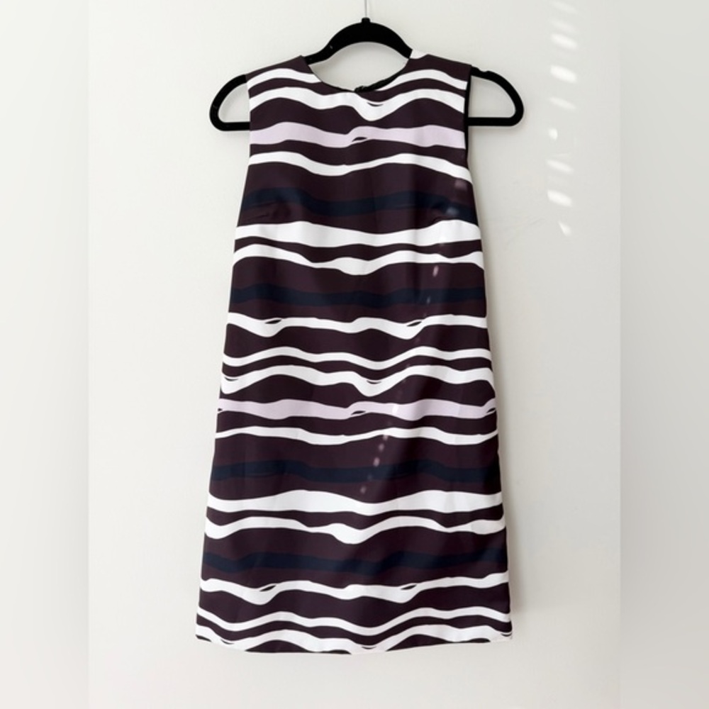 Judith & Charles Burgundy Striped Wavy Dress